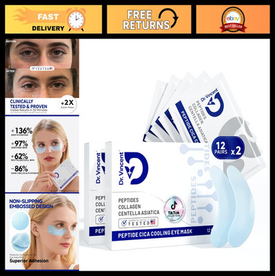 Cooling Under Eye Patches - Soothing Gel Mask for Dark Circles & Puffiness, 24 P