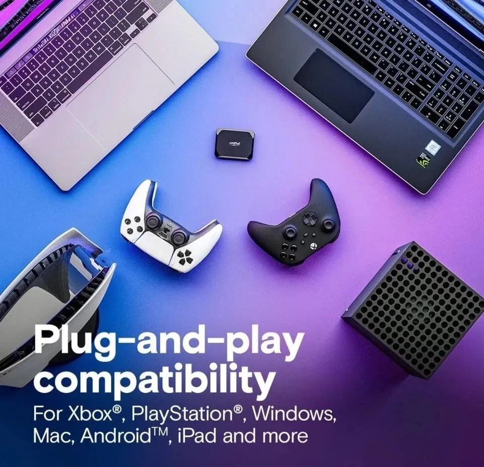 Crucial X9 Portable SSD 1TB/2TB/4TB USB-C 1050MB/s Shockproof External Drive - Image 3 of 4