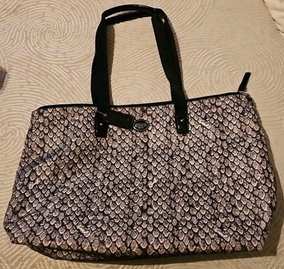 Coach Packable Weekender Tote Bag F77461  Brown Black Beige Nylon Ocelot Print