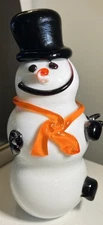 Murano Style Glass Snowman Christmas Figure Figurine Sculpture Collectible VTG