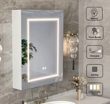 Dimmable LED Medicine Mirror Cabinet with Demister Wall-mounted Bathroom Cabinet
