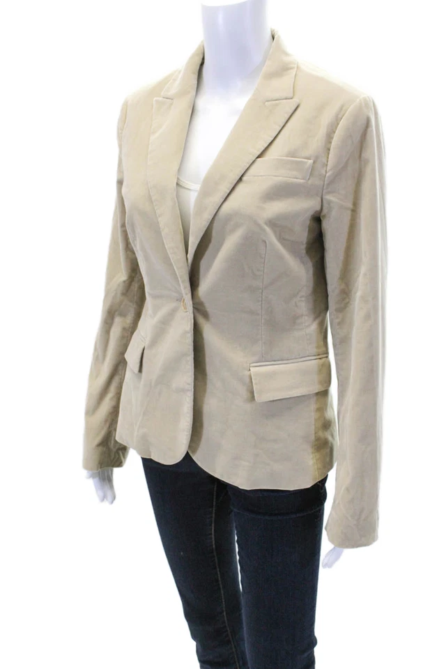 Blazer Theory de algodón beige para mujer talla 8 Foto 3 de 4