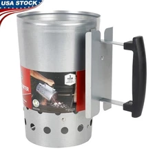 Charcoal Chimney Starter Portable Grill Tool Heat Resistant Handle Easy to Use