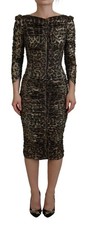Dolce & Gabbana Multicolor Leopard Bodycon Sheath Midi Women's Dress
