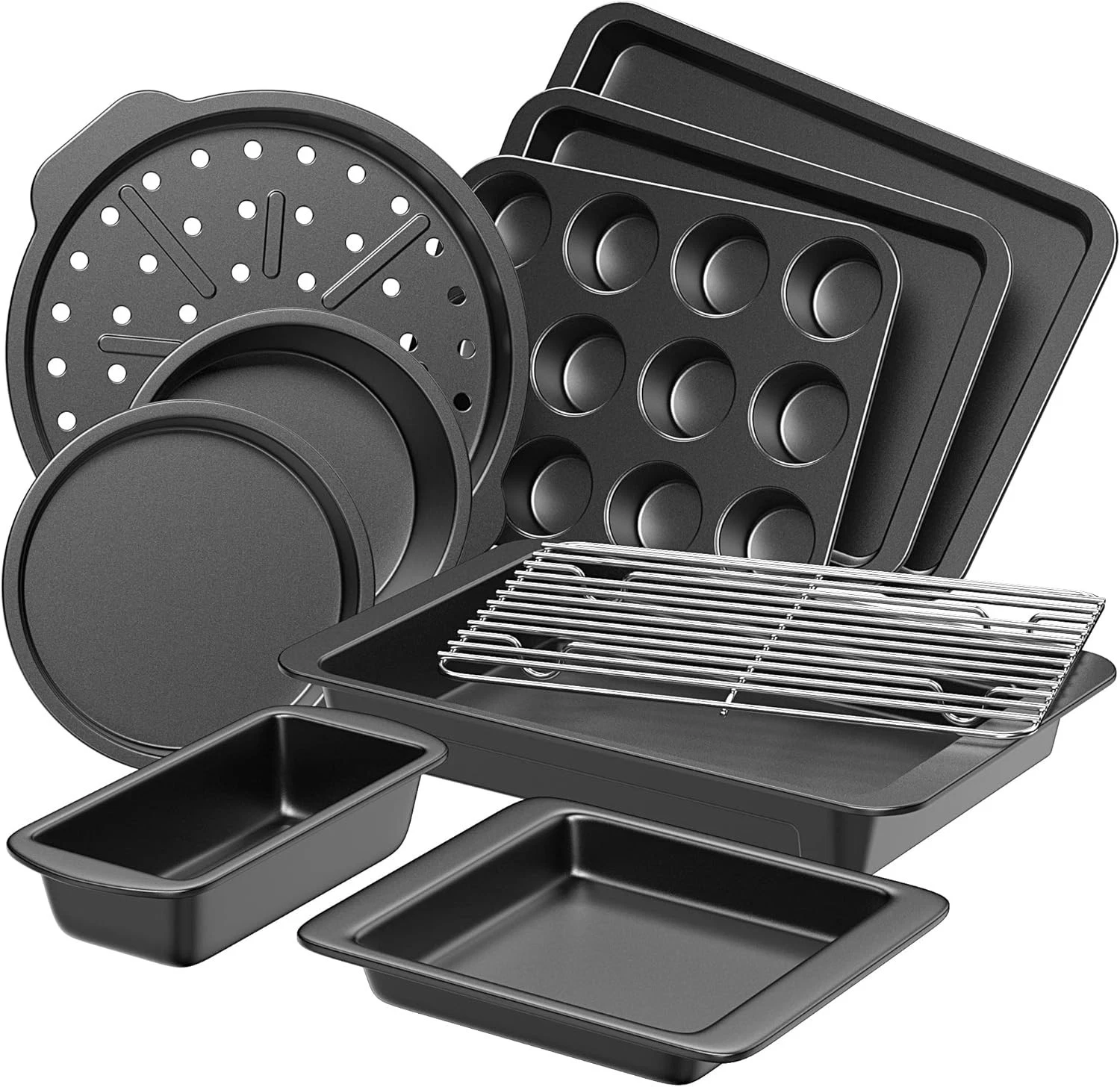 Bakeware Sets Baking Pans Set Nonstick Oven Pan Kitchen W/ Wider Grips 10 Pieces