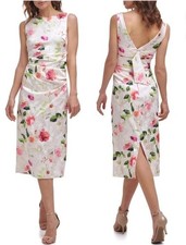 Eliza J Ivory Floral Sleeveless Lined Dress Size 8