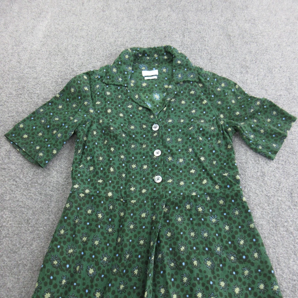 Toast Dress Womens 8 Green Floral Maxi Shirt Dress Button Front Short Sleeve - Image 4 of 4