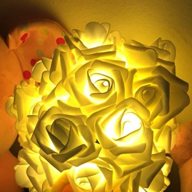 Cadena de ramo LED de flores de 5M 20 LED 6 CM rosa grande boda fiesta de Navidad jardín Foto 3 de 4