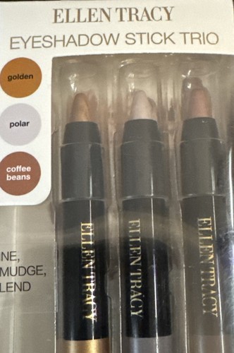 Ellen Tracy Eyeshadow Stick Trio Golden Polar Coffee Beans Creamy Lasts All Day - Picture 4 of 4