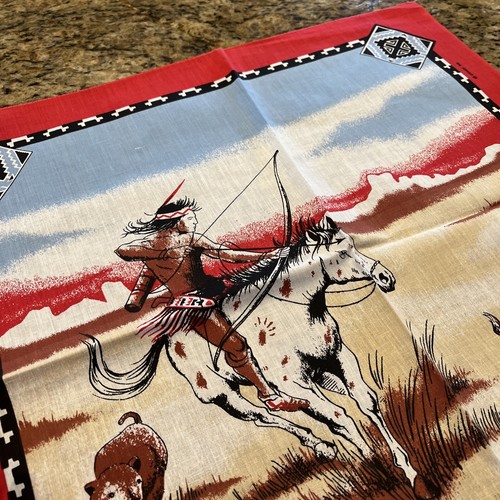 2 Bandana a caballo nativa americana del suroeste buffalo indio hecha en EE. UU. NOS roja - Imagen 7 de 7