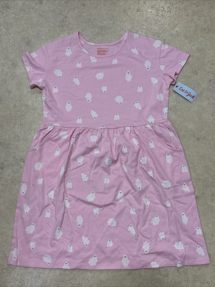 Vestido de Bolsillo Rosa Cat and Jack Niñas ✅ Fantasmas ✅ Niña Talla X-Grande (14) ✅ Nuevo con Etiquetas Foto 2 de 4