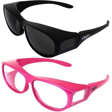 2 Global Vision Escort Safety Glasses Black w/Smoke Lens  Pink w/Clear Lens