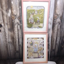 VTG Bernard Fine Art Print 1990Bunnies Christian Easter ,and the lord prayer
