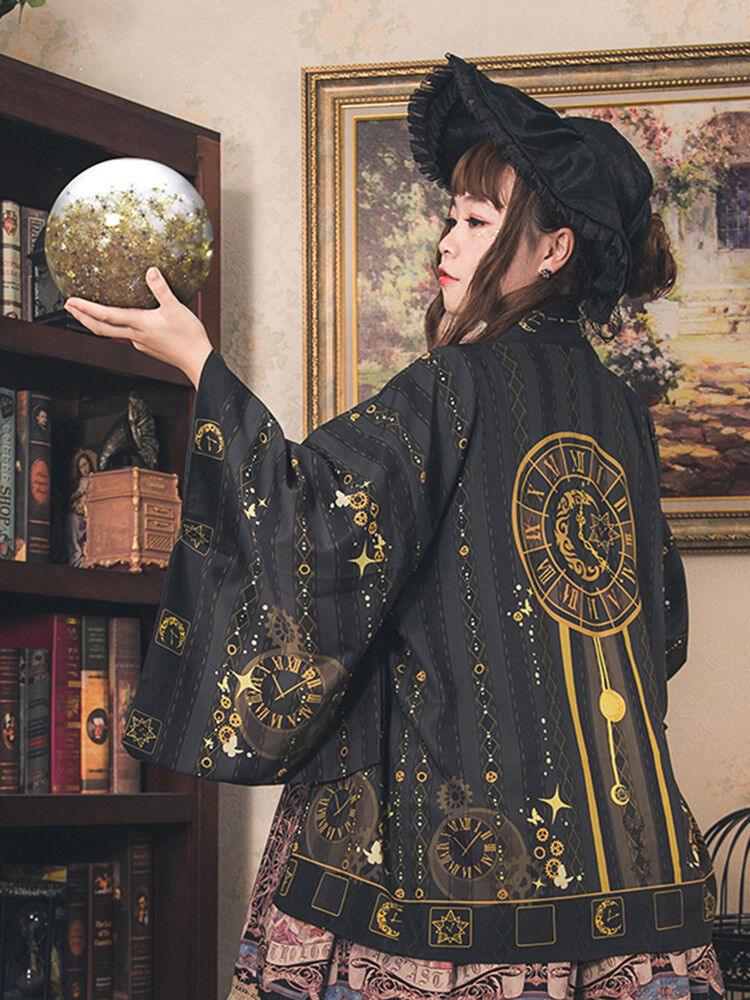 Details about  / Japanese Sweet Lolita Crane Double Sides Printed Kimono Haori Yukata Coat#9-979