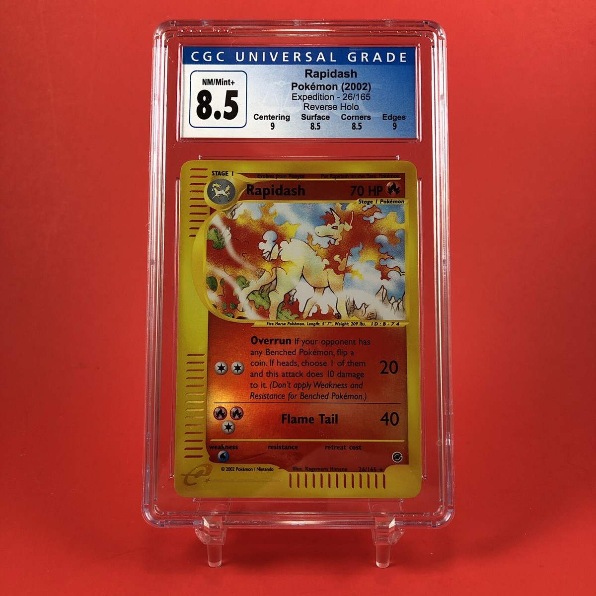 CGC 8.5 Rapidash 26/165 Reverse Holo Expedition NM/Mint Rare