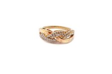 Gold Plated Sterling Silver 925 Diamond Ring Size 7.75