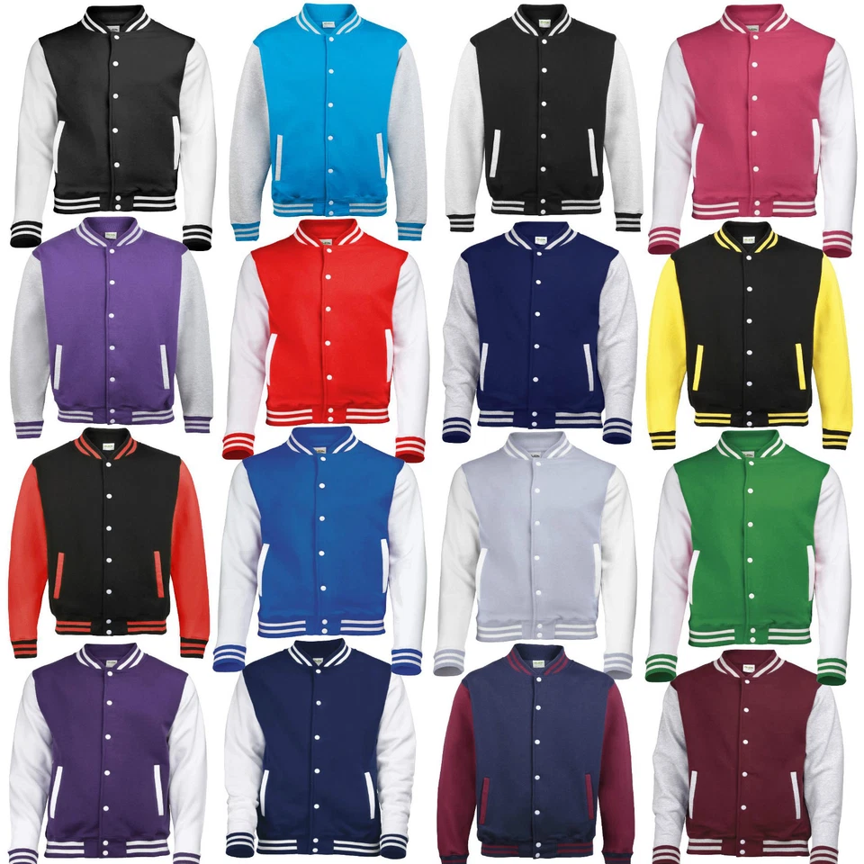 JUST HOODS Unisex Collegejacke Baseball College Jacke Sweatjacke Kontrast Mehrfarbig XS-3XL