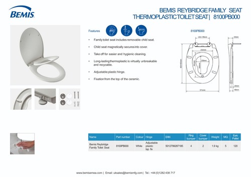 Family & Child Toilet Seat BEMIS Reybridge Soft Close Take off for Easy Clean - Picture 9 of 14