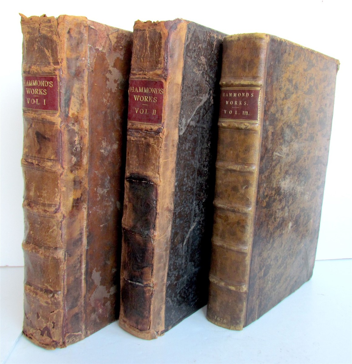 1674-1684 THE WORKES by HENRY HAMMOND 3 volumes antique FOLIOS in