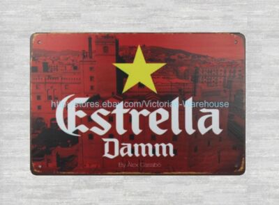 Estrella Damm lager beer metal tin sign rose room metal wall art