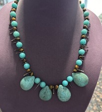 Howlite Tigers Eye Boho Statement Necklace