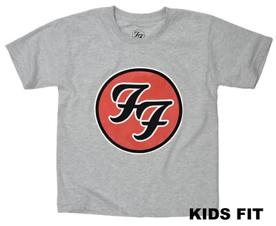 Offizielles Foo Fighters T-Shirt FF Logo Kinder Jungen Mädchen Lizenziert Rock Grau Tee Neu