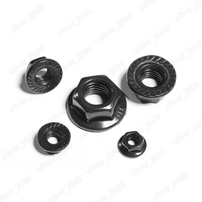 Black 304 Stainless Steel Hex Flange Nuts Serrated Lock Nut M3 M4 M5 M6 M8 M10