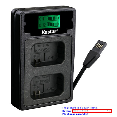 Kastar Battery LCD Dual Charger for Sony NP-FW50 & NEX-7 NEX-C3 NEX-C5 SLT-A37