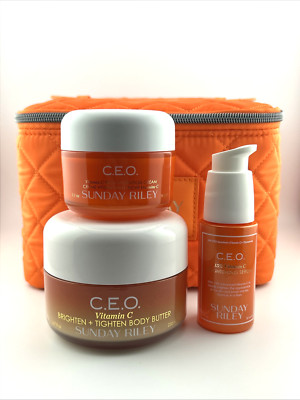 Sunday Riley C.E.O Vitamin C Skincare Set + Makeup Bag