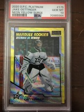 2020-21 OPC PLATINUM MARQUEE ROOKIE NEON YELLOW SURGE  175 JAKE OETTINGER PSA 10