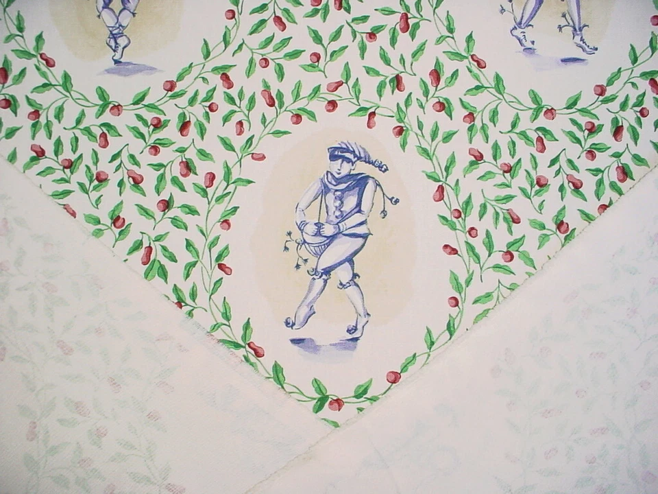 1-1/4Y Scalamandre The Merry Minstrels FH Leaf Green Berry Red Upholstery Fabric - Image 4 of 4