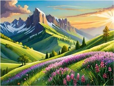 Tile Mural Italian Spring Landscape Mountain Flowers Kitchen Wall Art Backsplash