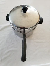 Farberware Aluminum Clad 3 Qt Sauce Pan & Lid & Double Boiler Insert USA