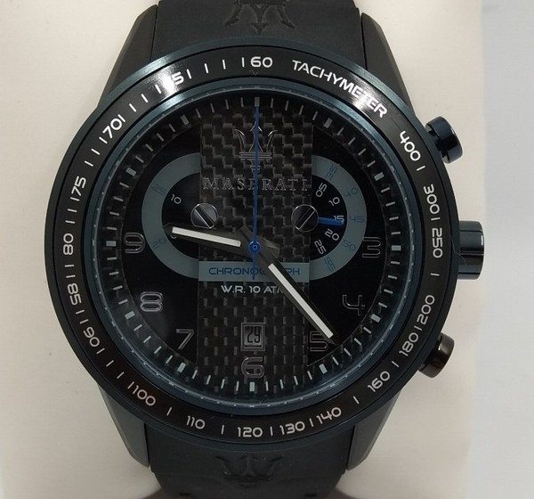 MASERATI WATCH. Correa caucho negra.