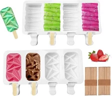 Ice Popsicles Molds Set，1 Diamond & 1 Cakesicle-Shaped Silicone Trays