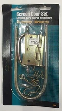 New Screen Door Set w/ Handle Spring 2 Hinges Hook & Eye Screw Zinc Dichromate