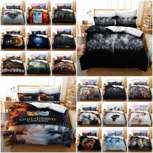 Game of Thrones Quilt Duvet Doona Cover Pillowcase Bedding Set Single Double - Picture 1 of 54