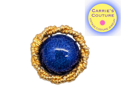 Vintage Signed Bijoux Cascio Italy Cabochon Faux-Lapis Runway Couture Brooch
