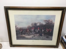 Antique English The Bury Hunt Aquatint Engraving Framed