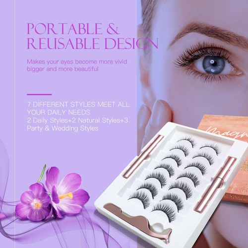 Magnetic Eyelashes and Magnetic Eyeliner Kit, 7 Pairs 3D and 5D different Length - Picture 2 of 7