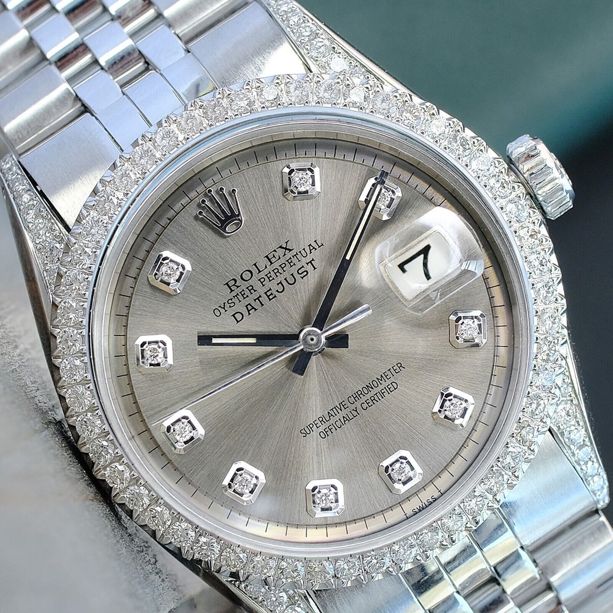 Rolex Datejust Stainless Steel Grey Diamond Dial, Bezel  display picture 1