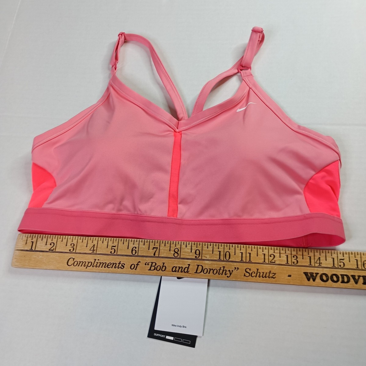 nike training indy logo taped bra in pink