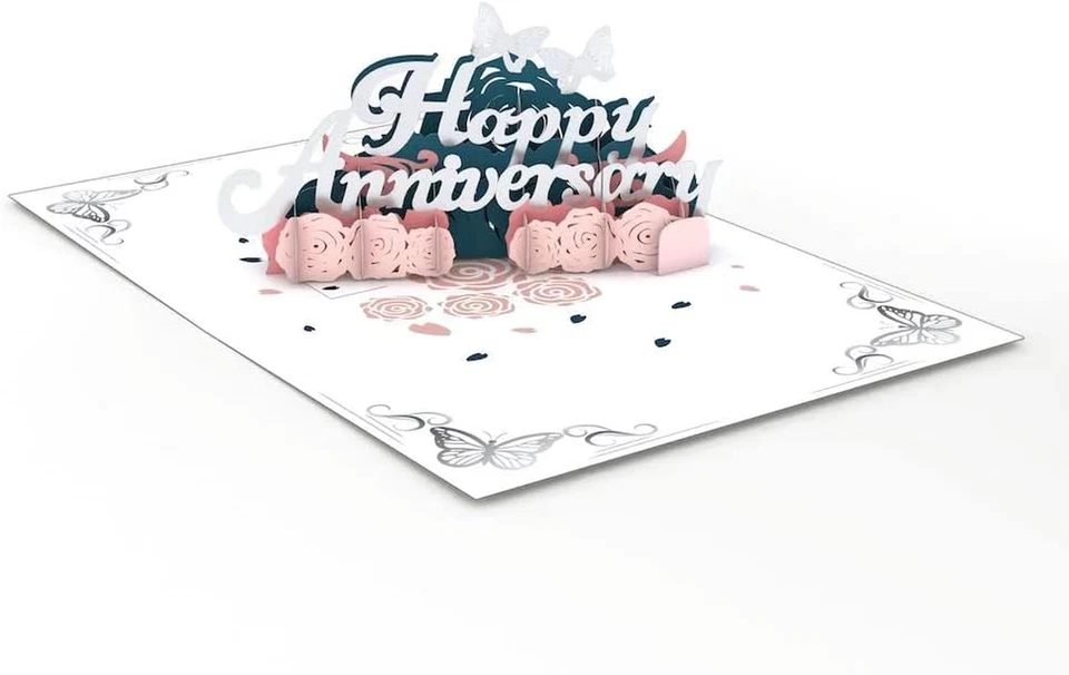 Tarjeta emergente feliz aniversario para ella - Tarjetas de felicitación rosa 3D para niñas, mujeres Foto 4 de 4