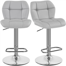 Modern Faux Leather Swivel Bar Chairs, Adjustable Bar Stools with Backrest 2 PCS
