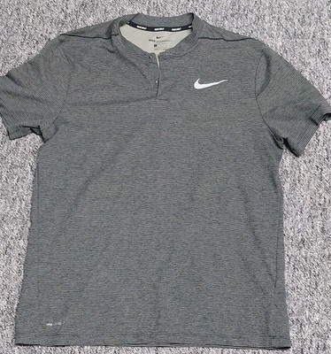 Nike Golf Poloshirt Herren Gr. L Grau Gestreift Aeroreact Polo Shirt Kurzarm Top