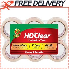 Duck HD Clear Heavy Duty Packing Tape Refill, 6 Rolls, 1.88 Inch x 54.6 Yard
