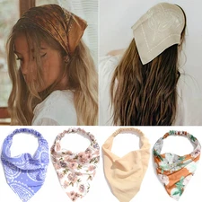 Flower Print Hair Scarf Bandana Sun Protection Cotton Headwear Women Scarves