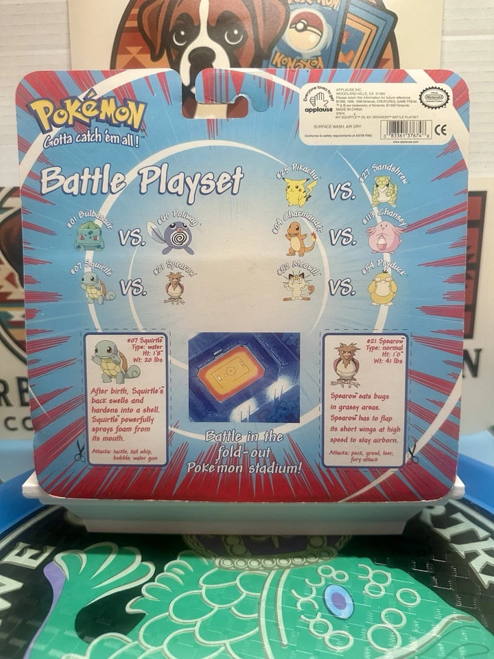 Juego de batalla Pokémon 1999 Squirtle vs. Spearow nuevo en caja dañado raro de colección Foto 2 de 4