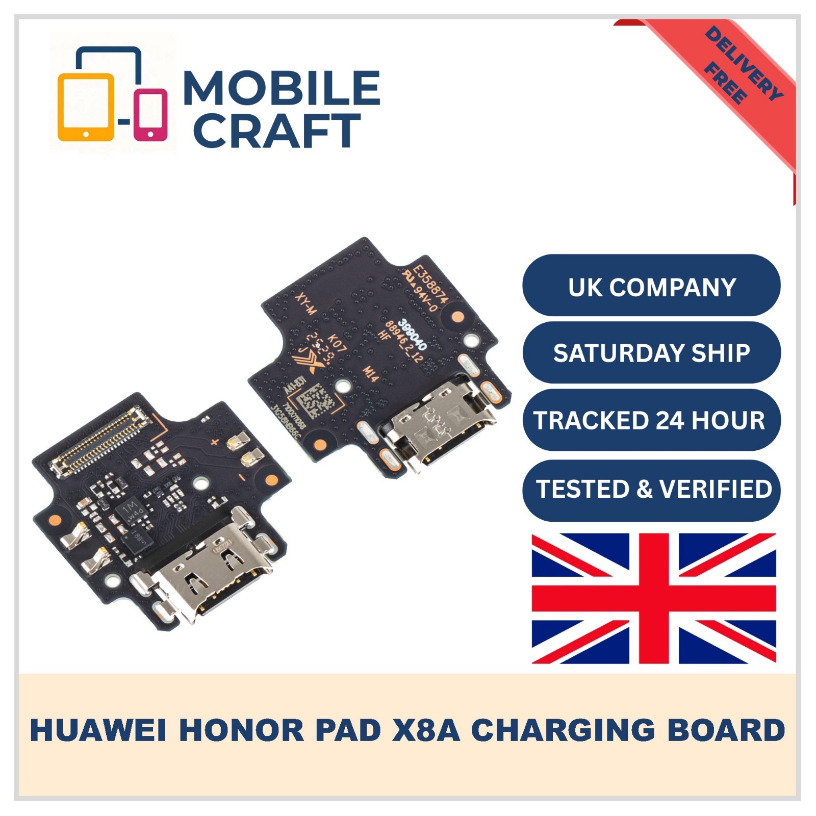 Originale Honor Pad X8A NDL-W09 NDL-L09 porta di ricarica connettore dock scheda flessibile UK
