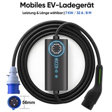 Typ 2 EV Mobile Wallbox Ladegerät 7kW 1-Phas...